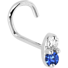 Load image into Gallery viewer, 14k White Gold 1.5mm Genuine Blue Sapphire Diamond Marquise Nose Ring