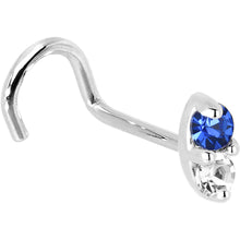 Load image into Gallery viewer, 14k White Gold 1.5mm Genuine Blue Sapphire Diamond Marquise Nose Ring