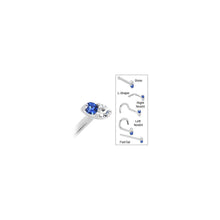 Load image into Gallery viewer, 14k White Gold 1.5mm Genuine Blue Sapphire Diamond Marquise Nose Ring