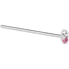 Load image into Gallery viewer, 14k White Gold 1.5mm Genuine Pink Sapphire Diamond Marquise Nose Ring