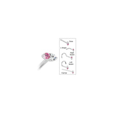 Load image into Gallery viewer, 14k White Gold 1.5mm Genuine Pink Sapphire Diamond Marquise Nose Ring