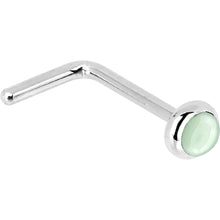 Load image into Gallery viewer, Solid 14K White Gold 2mm Aventurine Quartz Nose Ring