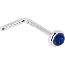 Load image into Gallery viewer, Solid 14K White Gold 2mm Lapis Lazuli Straight Nose Ring
