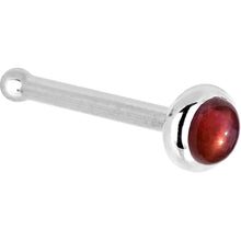 Load image into Gallery viewer, Solid 14K White Gold 2mm Red Garnet Nose Ring