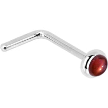 Load image into Gallery viewer, Solid 14K White Gold 2mm Red Garnet Nose Ring