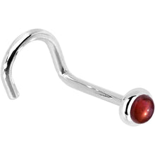 Load image into Gallery viewer, Solid 14K White Gold 2mm Red Garnet Nose Ring