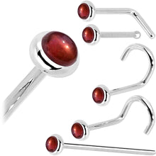 Load image into Gallery viewer, Solid 14K White Gold 2mm Red Garnet Nose Ring