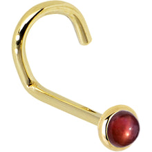 Load image into Gallery viewer, Solid 14K Yellow Gold 2mm Red Garnet Nose Ring