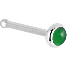 Load image into Gallery viewer, Solid 14K White Gold 2mm Jade Nose Ring