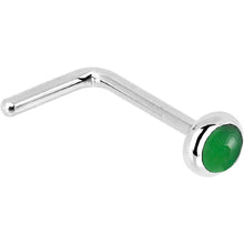 Load image into Gallery viewer, Solid 14K White Gold 2mm Jade Nose Ring