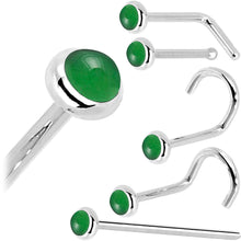 Load image into Gallery viewer, Solid 14K White Gold 2mm Jade Nose Ring