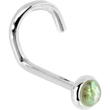 Load image into Gallery viewer, Solid 14K White Gold 2mm Labradorite Nose Ring