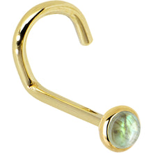 Load image into Gallery viewer, Solid 14K Yellow Gold 2mm Labradorite Nose Ring