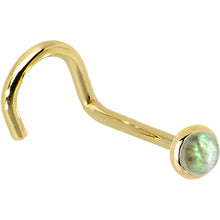 Load image into Gallery viewer, Solid 14K Yellow Gold 2mm Labradorite Nose Ring