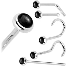 Load image into Gallery viewer, Solid 14K White Gold 2mm Onyx Nose Ring