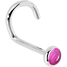 Load image into Gallery viewer, Solid 14K White Gold 2mm Pink Tourmaline Nose Ring