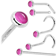 Load image into Gallery viewer, Solid 14K White Gold 2mm Pink Tourmaline Nose Ring