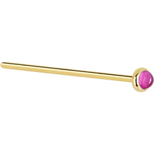 Load image into Gallery viewer, Solid 14K Yellow Gold 2mm Pink Tourmaline Nose Ring