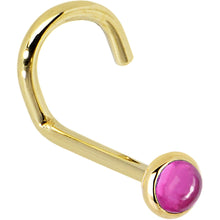 Load image into Gallery viewer, Solid 14K Yellow Gold 2mm Pink Tourmaline Nose Ring