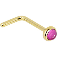 Load image into Gallery viewer, Solid 14K Yellow Gold 2mm Pink Tourmaline Nose Ring