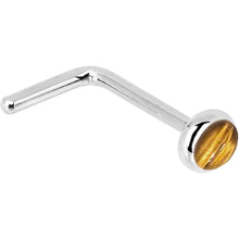 Load image into Gallery viewer, Solid 14K White Gold 2mm Tiger Eye Nose Ring