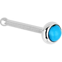 Load image into Gallery viewer, Solid 14K White Gold 2mm Turquoise Nose Ring