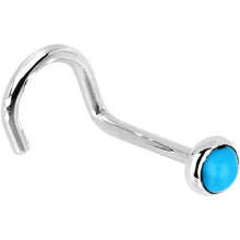 Load image into Gallery viewer, Solid 14K White Gold 2mm Turquoise Nose Ring