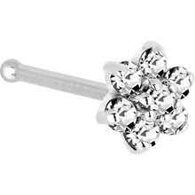 Load image into Gallery viewer, Solid 14K White Gold Clear Cubic Zirconia Flower Nose Ring