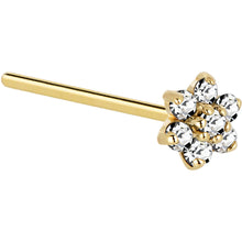 Load image into Gallery viewer, Solid 14K Yellow Gold Clear Cubic Zirconia Flower Nose Ring