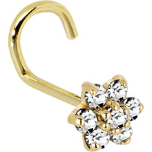 Load image into Gallery viewer, Solid 14K Yellow Gold Clear Cubic Zirconia Flower Nose Ring