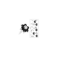 Load image into Gallery viewer, Solid 14K White Gold Black and Clear Cubic Zirconia Flower Nose Ring