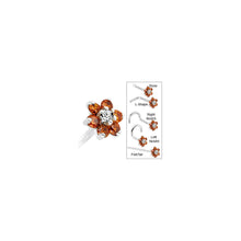 Load image into Gallery viewer, Solid 14K White Gold Orange and Clear Cubic Zirconia Flower Nose Ring