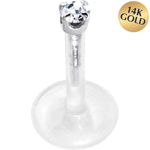 Load image into Gallery viewer, Solid 14K White Gold 1.5mm CZ Bioplast Push in Labret Monroe