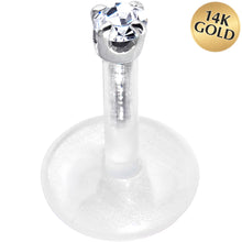 Load image into Gallery viewer, 16G 1/4 Solid 14K White Gold 1.5mm CZ Bioplast Push in Cartilage Earring