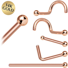 Load image into Gallery viewer, Solid 14K Rose Gold 1.5mm Ball Nose Ring