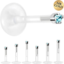 Load image into Gallery viewer, Solid 14K White Gold March 1.5mm CZ Bioplast Push in Labret Monroe