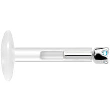 Load image into Gallery viewer, Solid 14K White Gold March 1.5mm CZ Bioplast Push in Labret Monroe