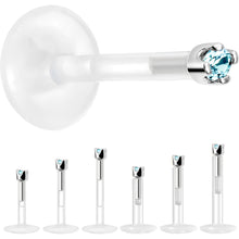 Load image into Gallery viewer, Solid 14K White Gold March 1.5mm CZ Bioplast Push in Labret Monroe