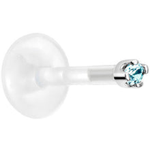 Load image into Gallery viewer, Solid 14K White Gold March 1.5mm CZ Bioplast Push in Labret Monroe