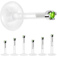 Load image into Gallery viewer, Solid 14K White Gold May 1.5mm CZ Bioplast Push in Labret Monroe