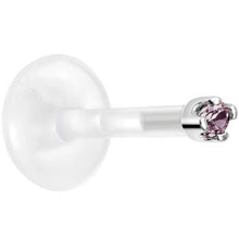 Load image into Gallery viewer, Solid 14K White Gold June 1.5mm CZ Bioplast Push in Labret Monroe