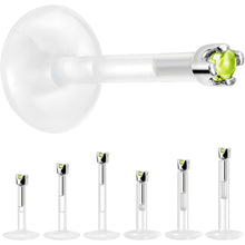 Load image into Gallery viewer, Solid 14K White Gold August 1.5mm CZ Bioplast Push in Labret Monroe