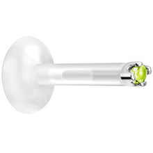 Load image into Gallery viewer, Solid 14K White Gold August 1.5mm CZ Bioplast Push in Labret Monroe