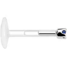 Load image into Gallery viewer, Solid 14K White Gold September 1.5mm CZ Bioplast Push in Labret Monroe