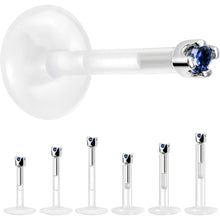 Load image into Gallery viewer, Solid 14K White Gold September 1.5mm CZ Bioplast Push in Labret Monroe