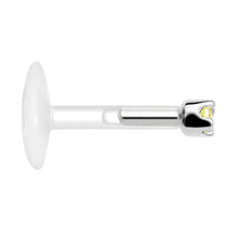 Load image into Gallery viewer, 16G 1/4 14K White Gold November 1.5mm CZ Bioplast Push in Cartilage Earring