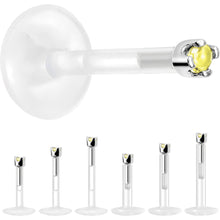 Load image into Gallery viewer, Solid 14K White Gold November 1.5mm CZ Bioplast Push in Labret Monroe