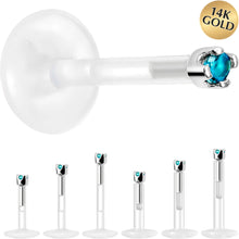 Load image into Gallery viewer, Solid 14K White Gold December 1.5mm CZ Bioplast Push in Labret Monroe