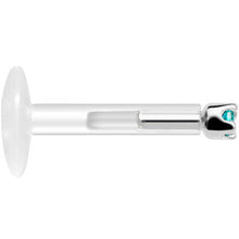 Load image into Gallery viewer, Solid 14K White Gold December 1.5mm CZ Bioplast Push in Labret Monroe