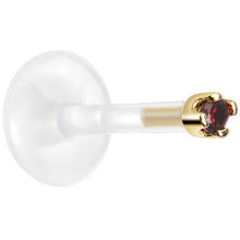 Load image into Gallery viewer, Solid 14K Yellow Gold January 1.5mm CZ Bioplast Push in Labret Monroe